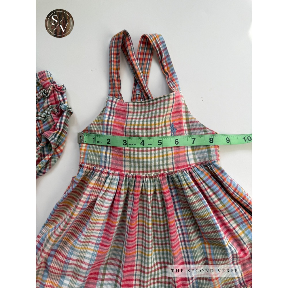 Ralph Lauren Baby Girls Multi Plaid Sundress Coattgecore Bloomers Set 6-12M - Picture 11 of 15